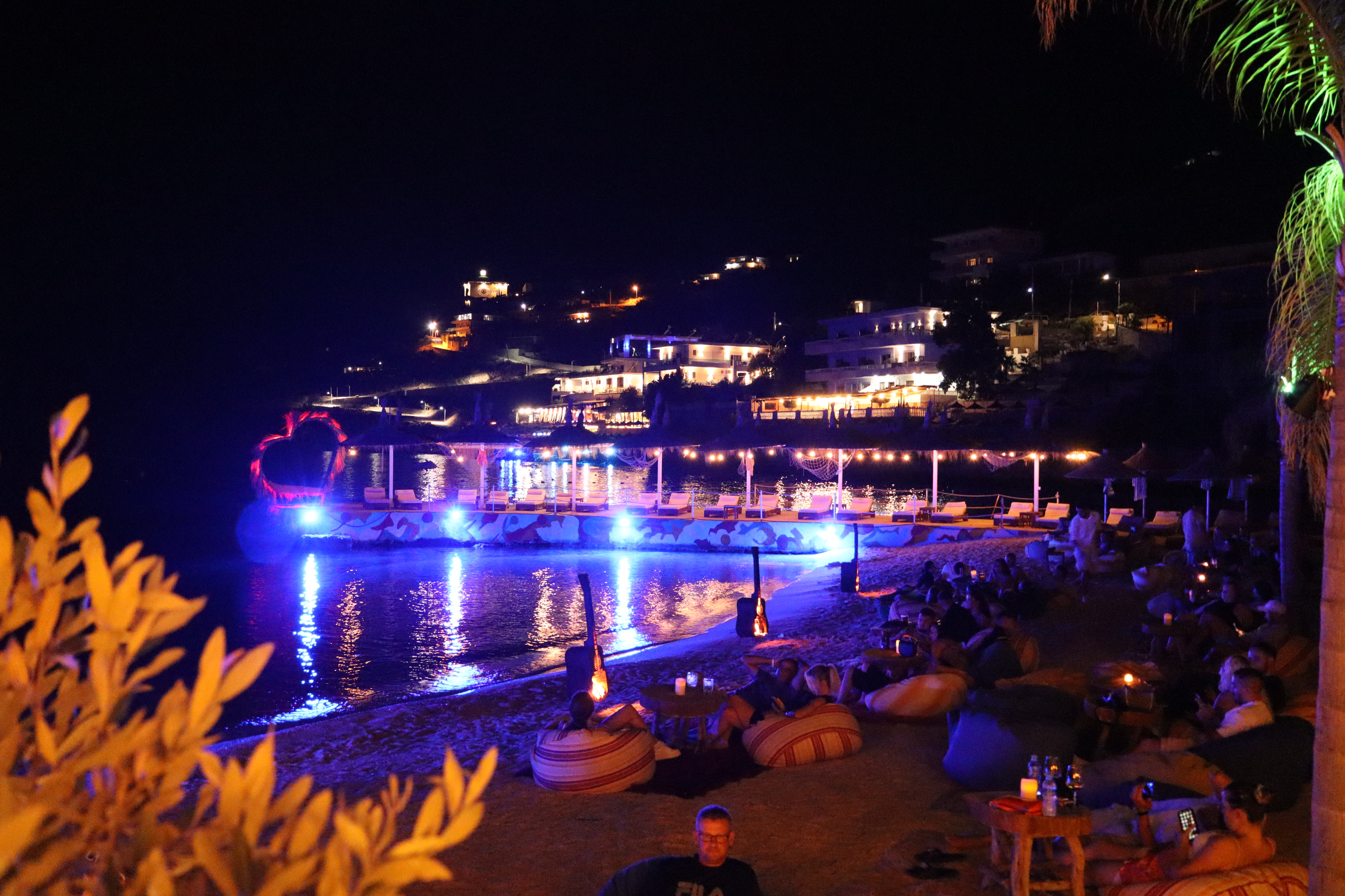 Live music and beachfront dining in the evening at Mucobega Beach Saranda